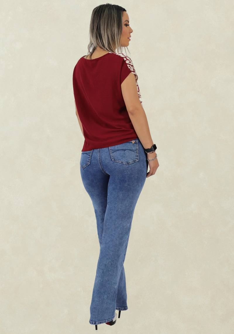 JEANS RECTO T.A. PUSH UP AZUL - 2