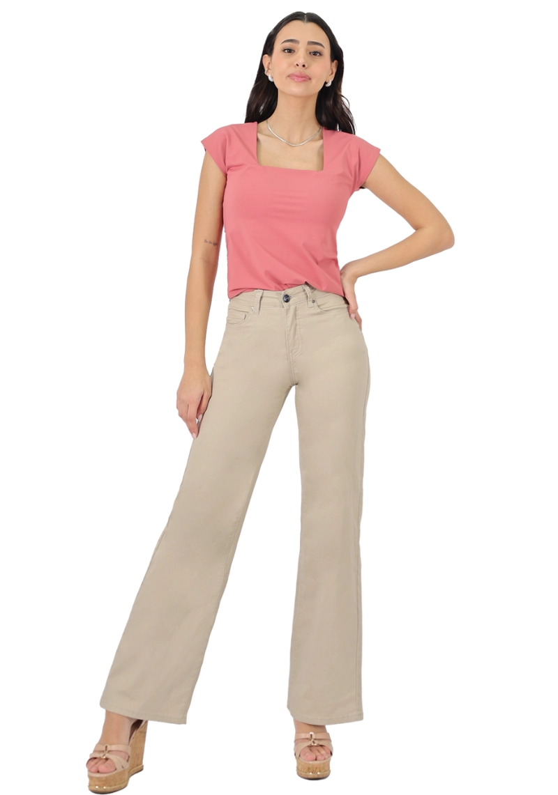 PANTALON GABARDINA WIDE LEG TAPETA T.A. ARENA - 1