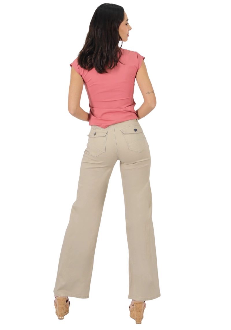PANTALON GABARDINA WIDE LEG TAPETA T.A. ARENA - 2
