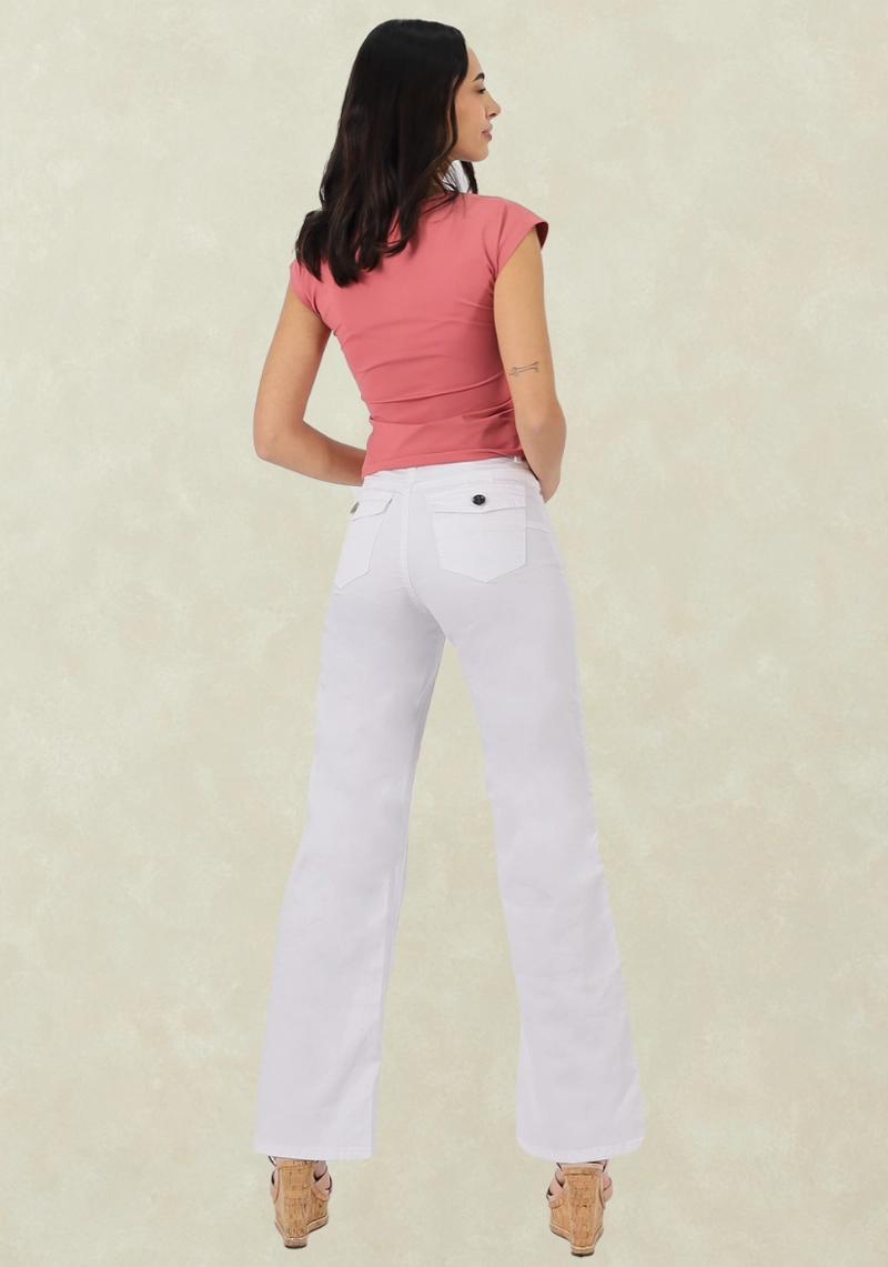 PANTALON GABARDINA WIDE LEG TAPETA T.A. BLANCO - 2