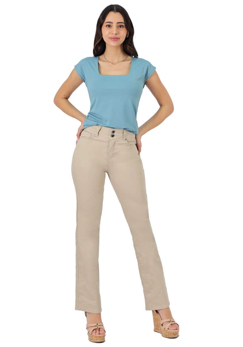 PANTALON GABARDINA RECTO T.A. DOBLE BOTON ARENA - 1