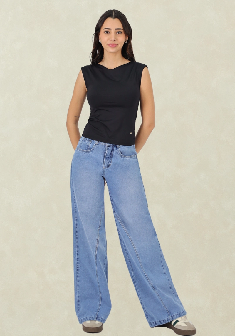 WIDE LEG CELESTE CORTE PIERNA - 1