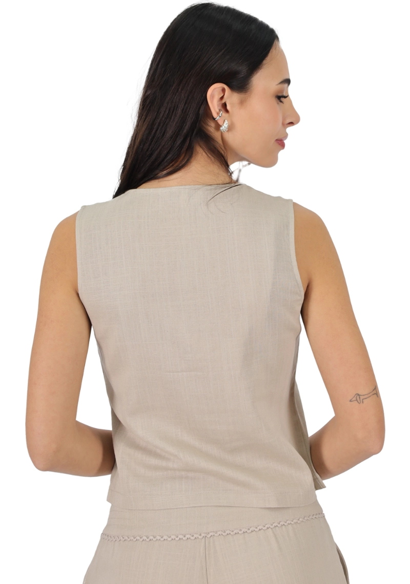 GILET LINO VISCOSA BEIGE TENTATION - 2