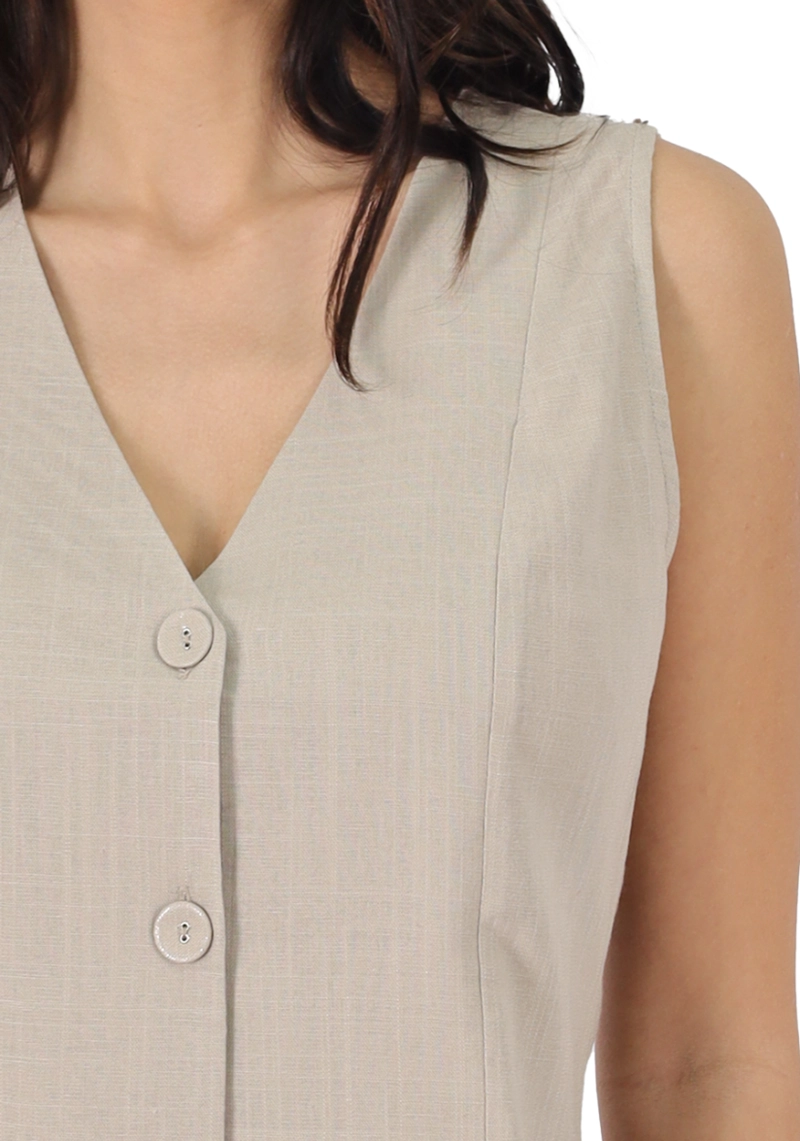 GILET LINO VISCOSA BEIGE TENTATION - 3