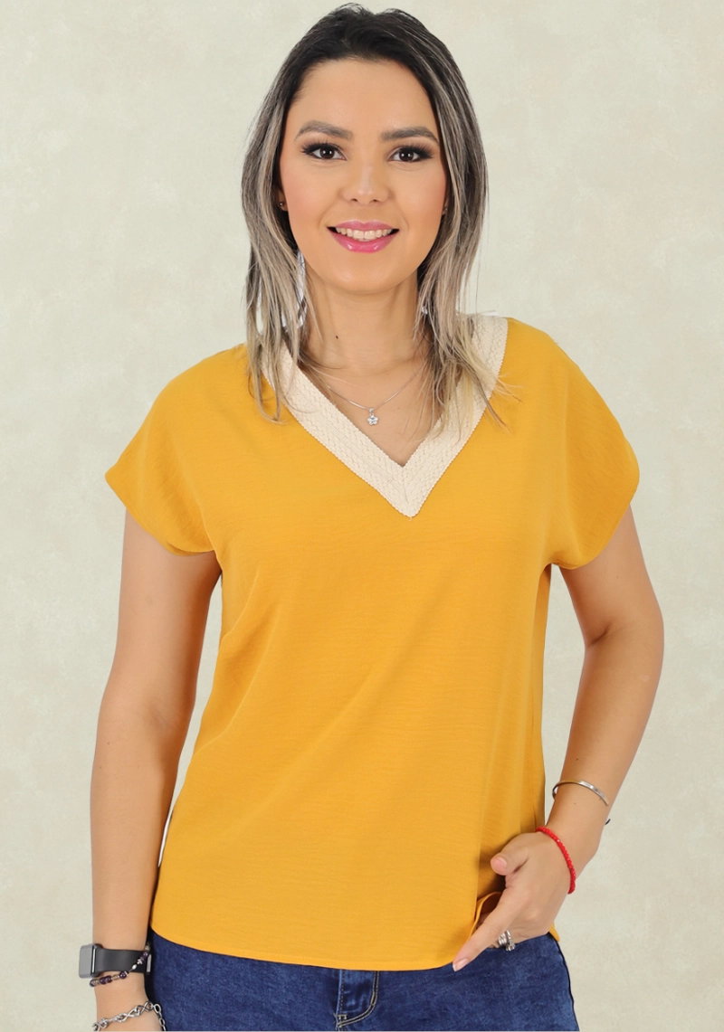 BLUSON  APLIC. MACRAME MOSTAZA TENTATION - 1