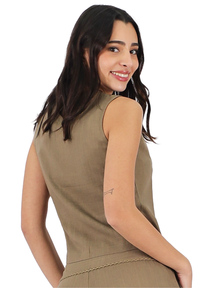 GILET LINO VISCOSA VERDE TENTATION - 2