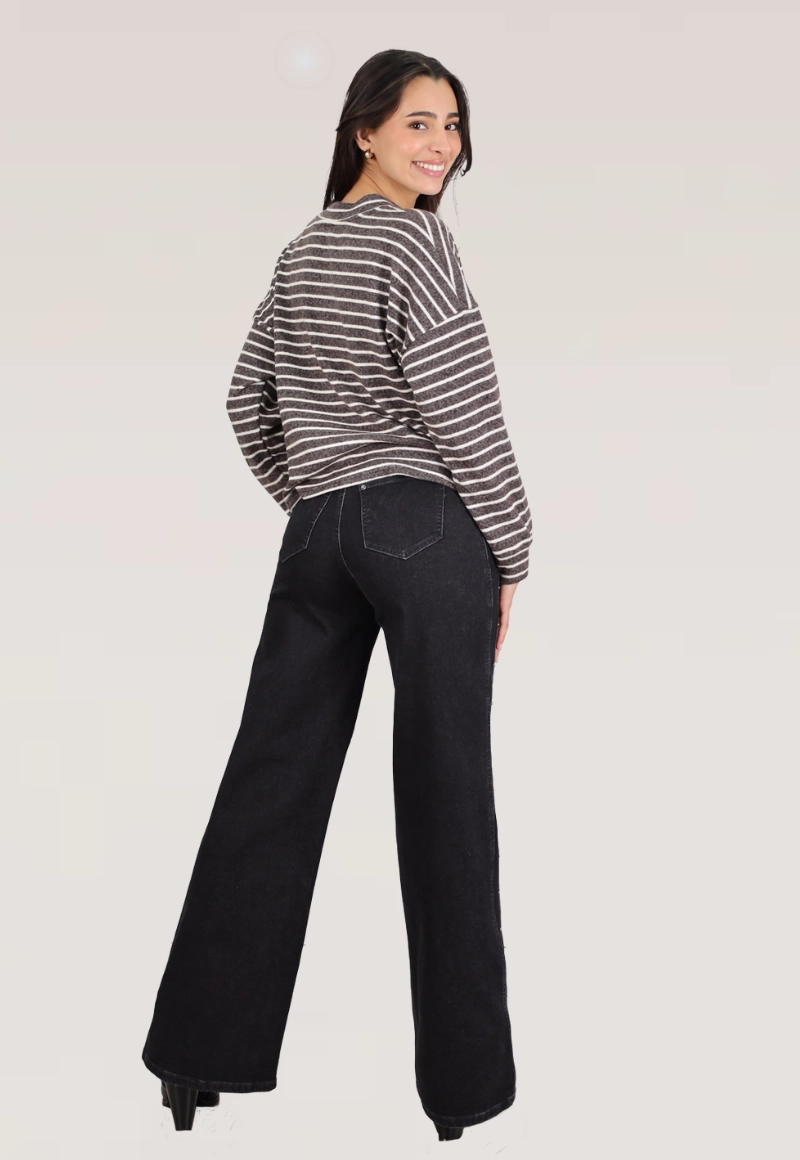WIDE LEG TACHAS Y CORTE TIRO MEDIO - 2