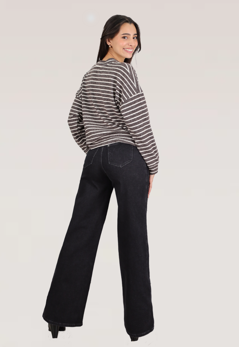 WIDE LEG TACHAS Y CORTE TIRO MEDIO - 2