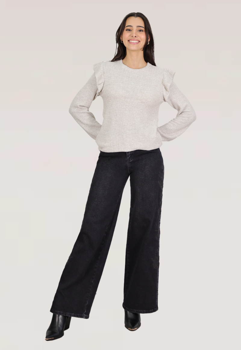 WIDE LEG BORDADO LATERAL T.ALTO - 1