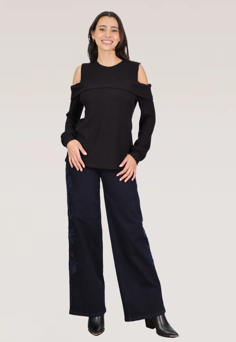 WIDE LEG BORDADO LATERAL T.ALTO - 1