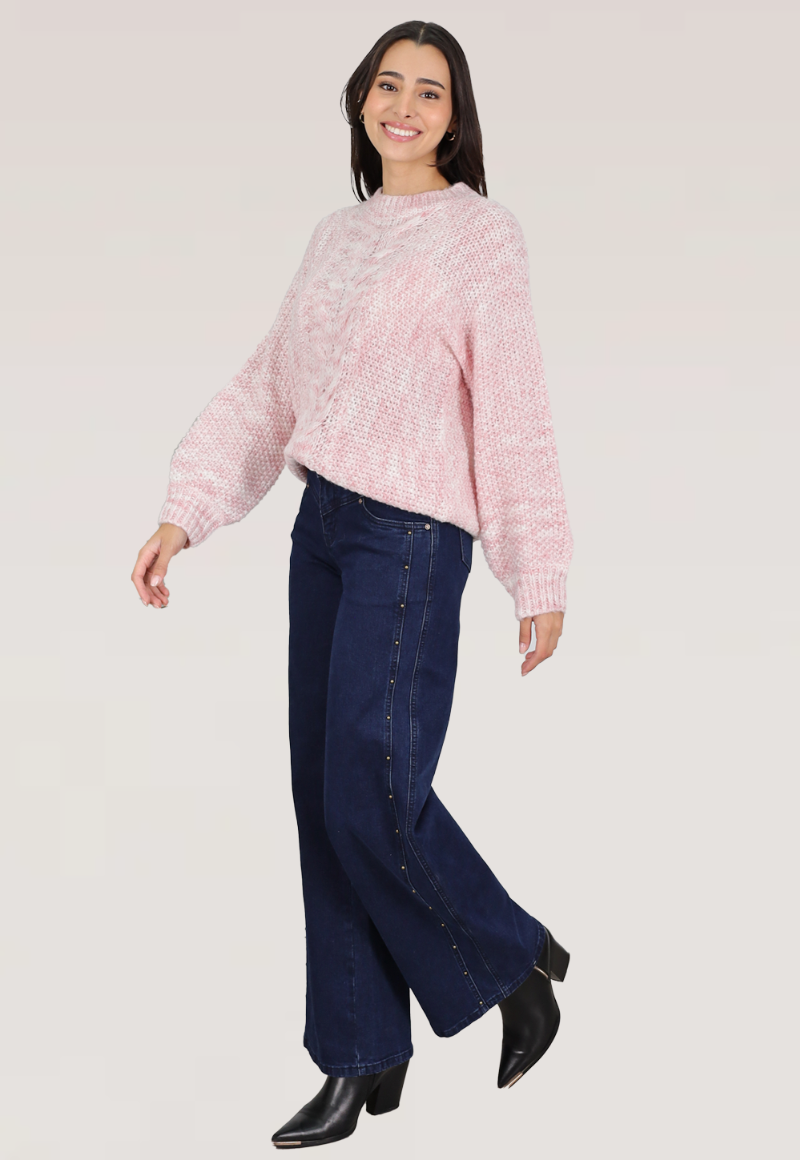 WIDE LEG TACHAS Y CORTE TIRO MEDIO - 1
