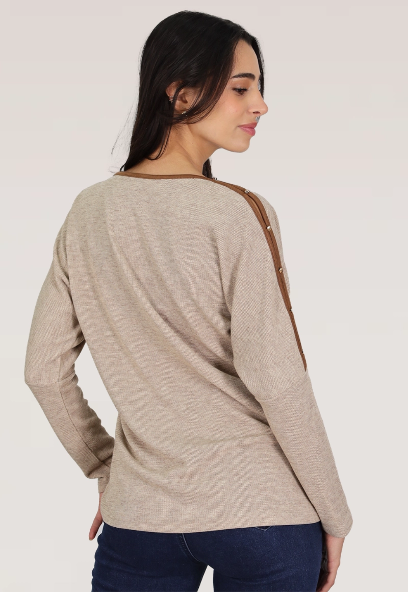 TOP MANGA MURCIELAGO BEIGE TENTATION - 2