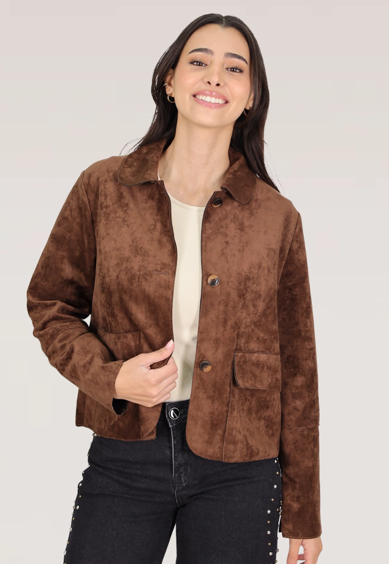 CHAQUETA SUEDE DOBLE CAPA OVERSIZE - 1
