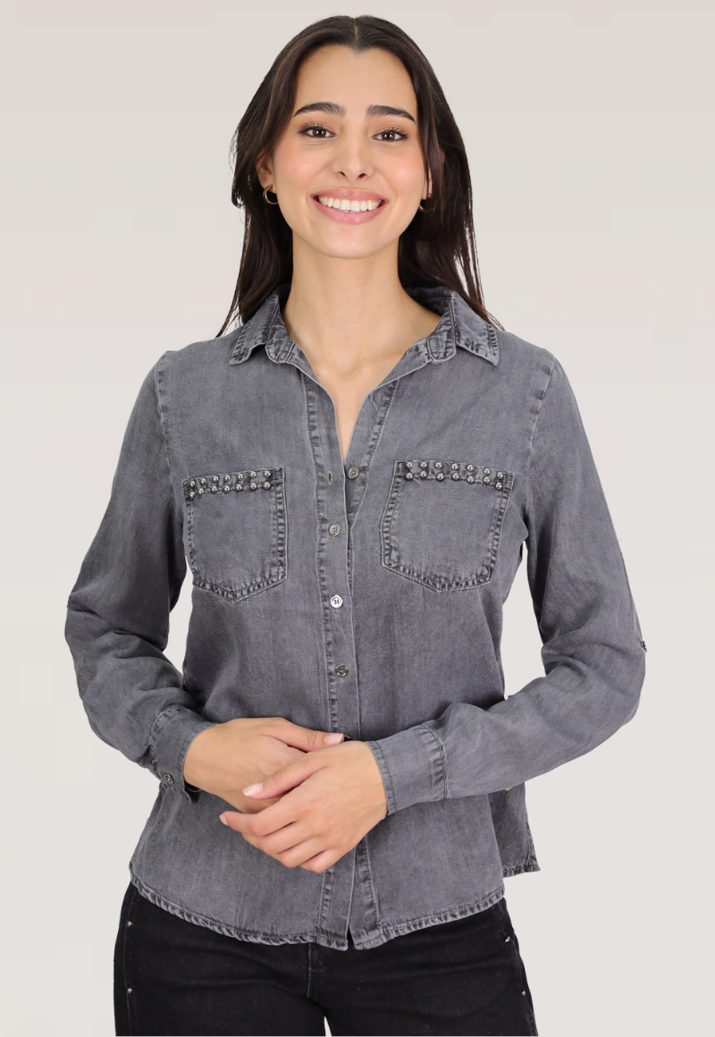 BLUSA TENCEL TACHAS GRIS TENTATION - 1