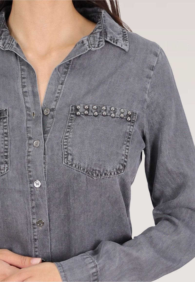 BLUSA TENCEL TACHAS GRIS TENTATION - 2