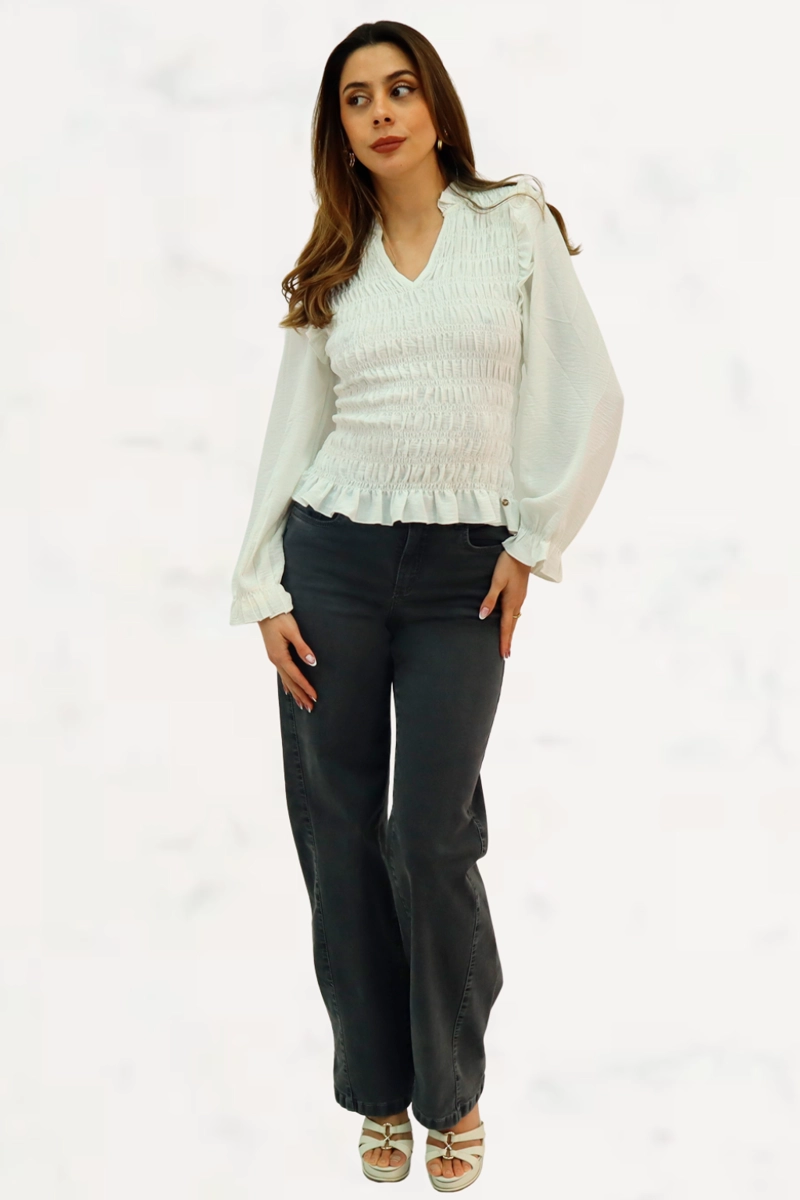 WIDE LEG GRAVILLADO GRIS - 1