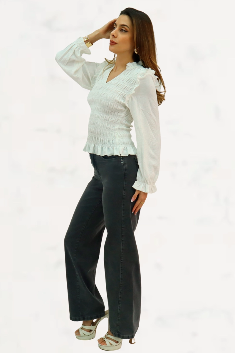 WIDE LEG GRAVILLADO GRIS - 2