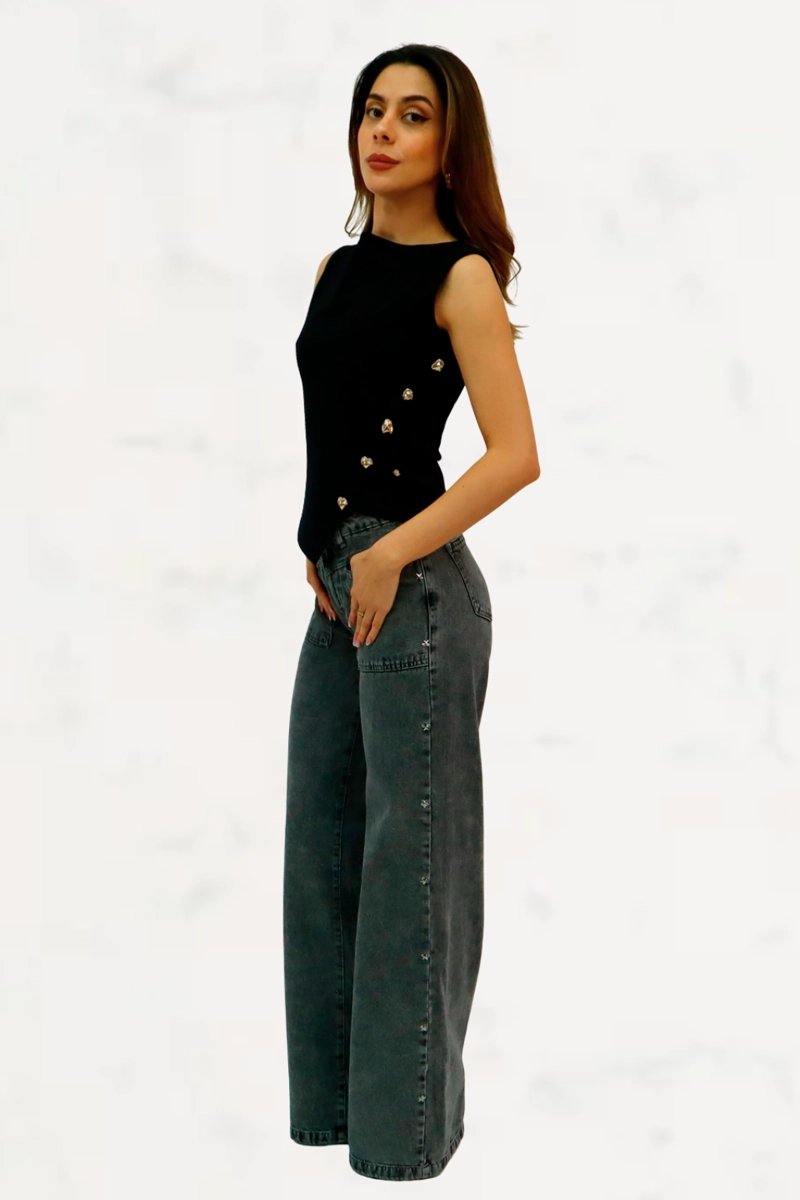 WIDE LEG  CON ESTRELLAS RIGIDO - 1
