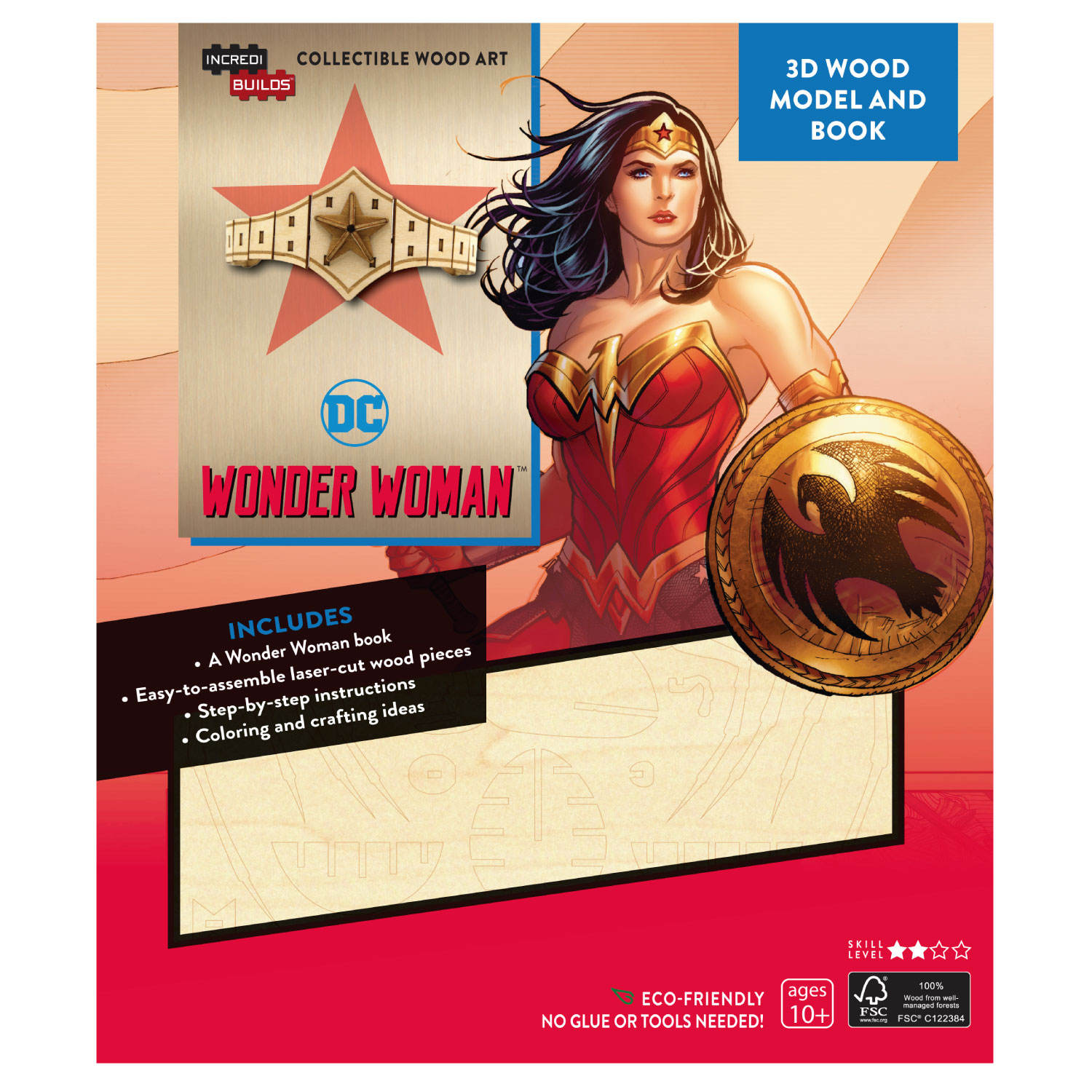 DC COMICS WONDER WOMAN - LIBRO Y MODELO ARMABLE EN MADERA - INSIGHT - 1