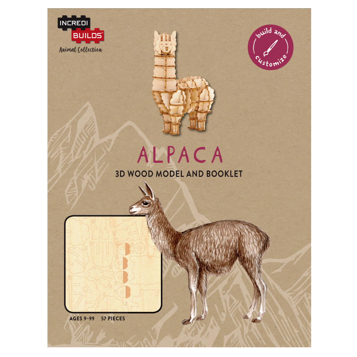 ANIMAL COLLECTION ALPACA LIBRO Y MODELO PARA ARMAR EN MADERA - INSIGHT - 1