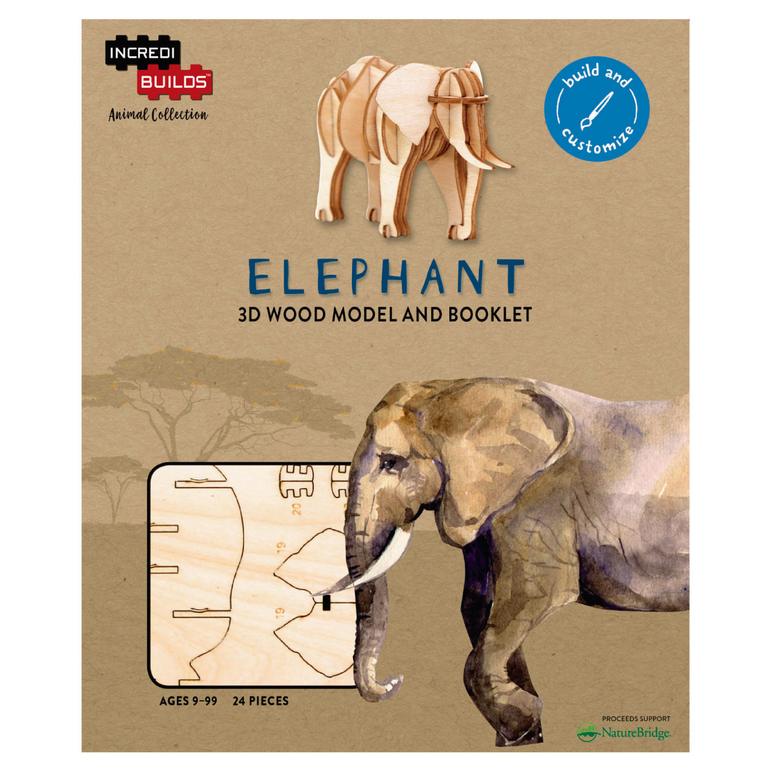 ANIMAL COLLECTION ELEFANTE MODELO PARA ARMAR EN MADERA - 1