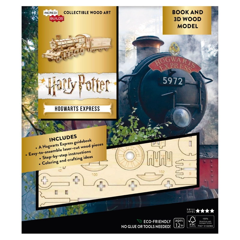 HARRY POTTER HOGWARTS EXPRESS LIBRO Y MODELO ARMABLE MADERA