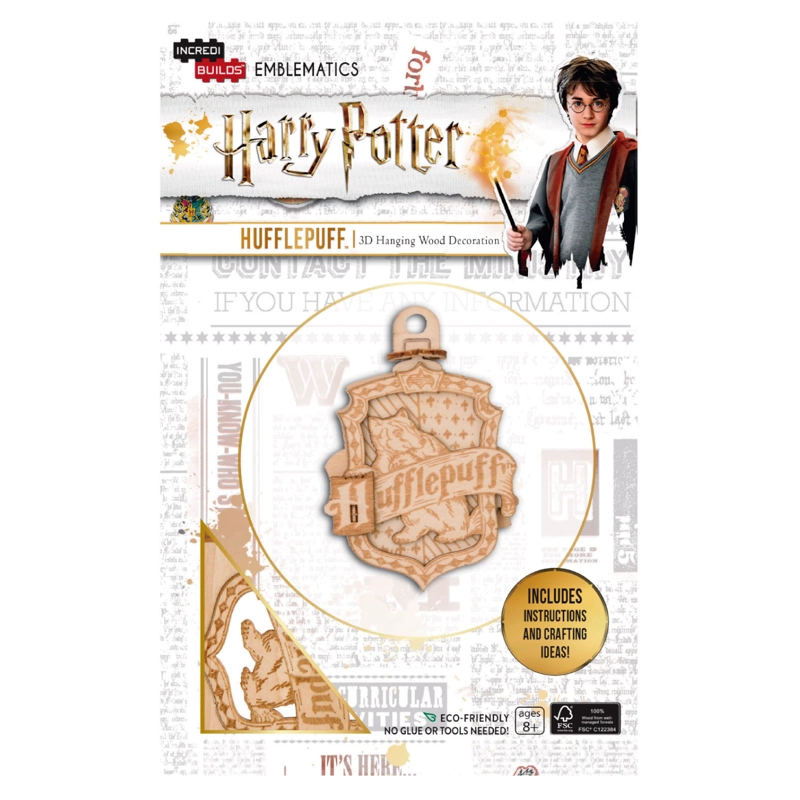 EMBLEMA HARRY POTTER HUFFLEPUFF MODELO ARMABLE EN MADERA - 1
