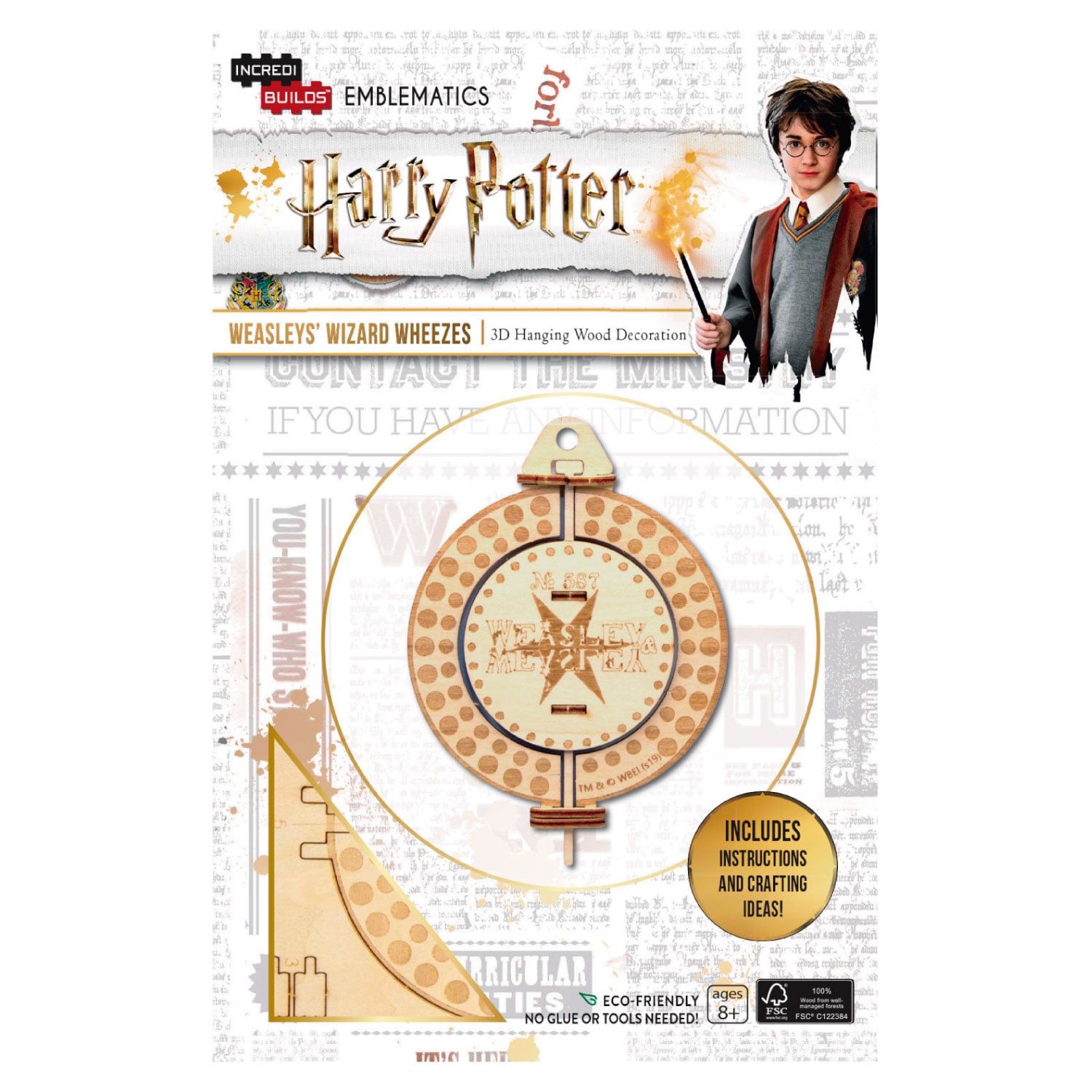 EMBLEMA HARRY POTTER WEASLEYS' WIZARD MODELO ARMABLE MADERA - 1