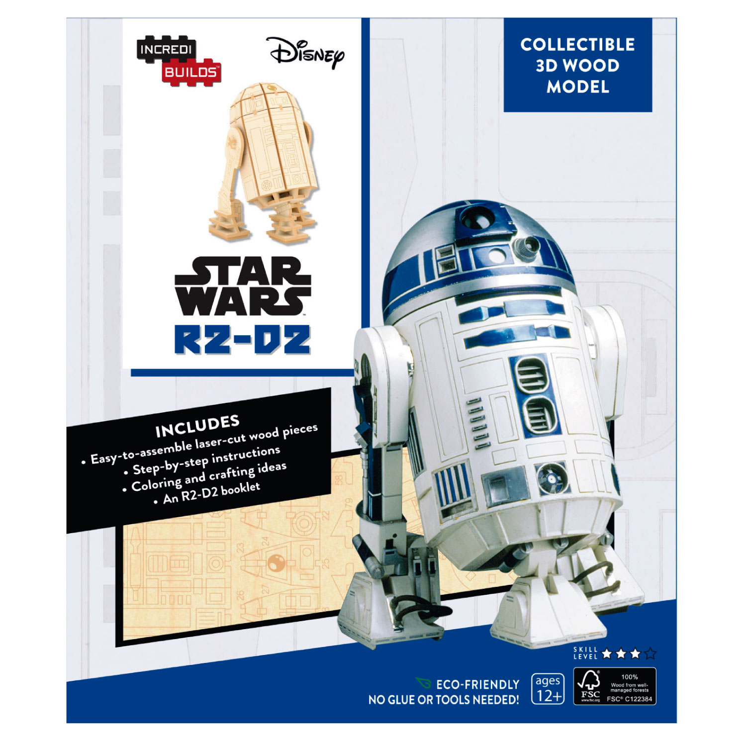 STAR WARS: R2-D2 - LIBRO Y MODELO PARA ARMAR 3D-MADERA - INSIGHT - 1