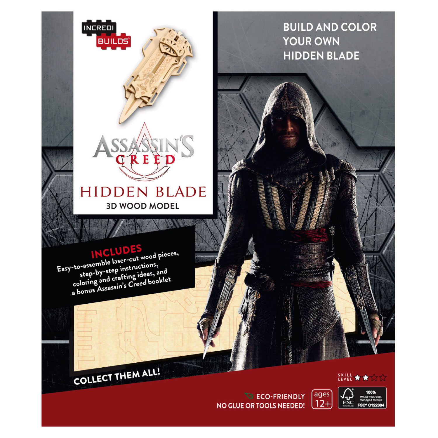 ASSASSIN'S CREED HIDDEN BLADE LIBRO Y MODELO ARMABLE MADERA - INSIGHT - 1