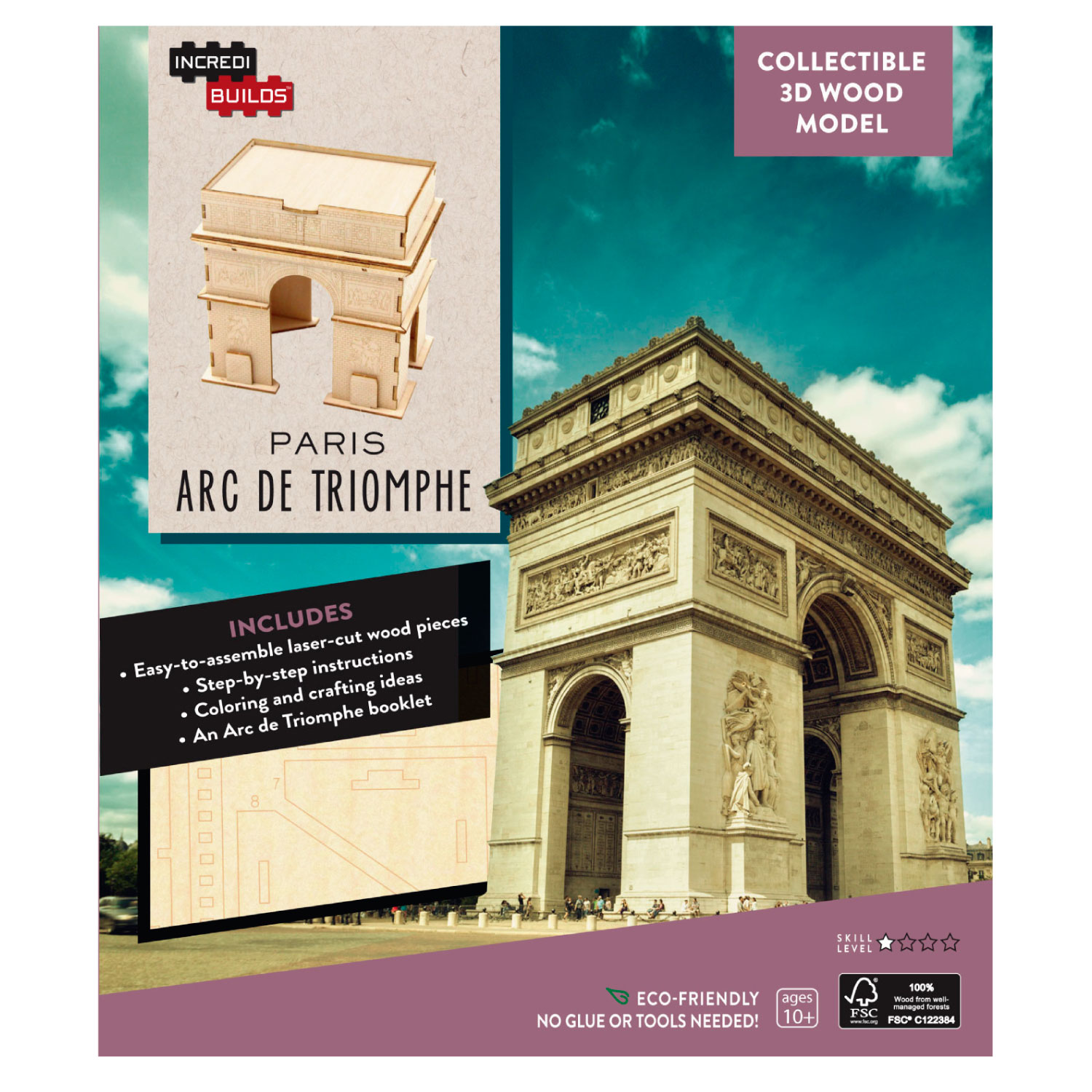PARIS: ARC DE TRIOMPHE - LIBRO Y MODELO PARA ARMAR 3D-MADERA - INSIGHT - 1