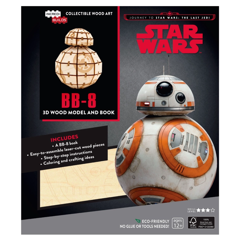 STAR WARS THE LAST JEDI BB-8 LIBRO Y MODELO ARMABLE MADERA - INSIGHT - 1