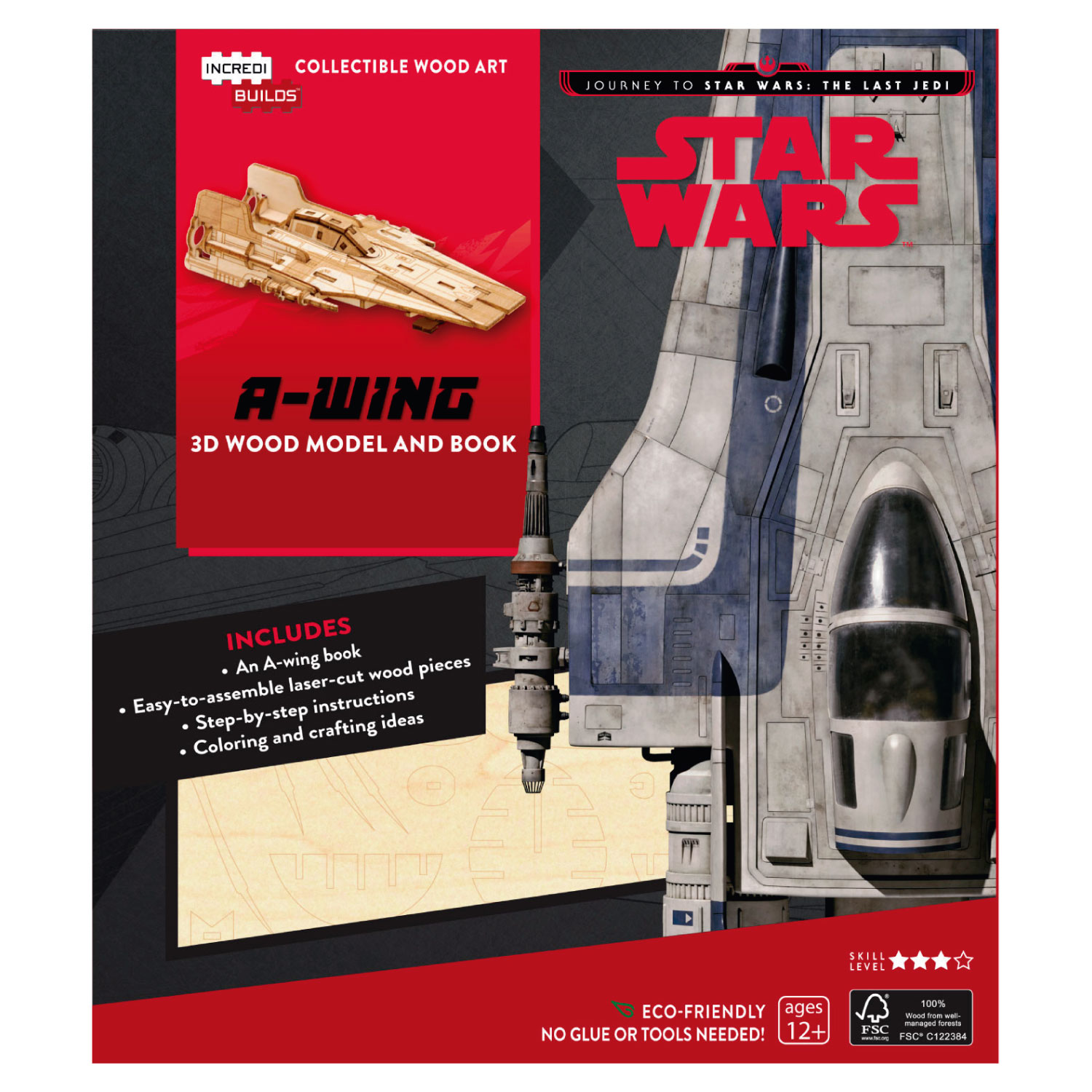 STAR WARS THE LAST JEDI A-WING LIBRO Y MODELO ARMABLE MADERA - INSIGHT - 1