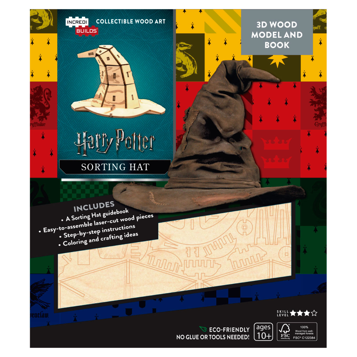 HARRY POTTER SORTING HAT LIBRO Y MODELO PARA ARMAR 3D-MADERA - 1