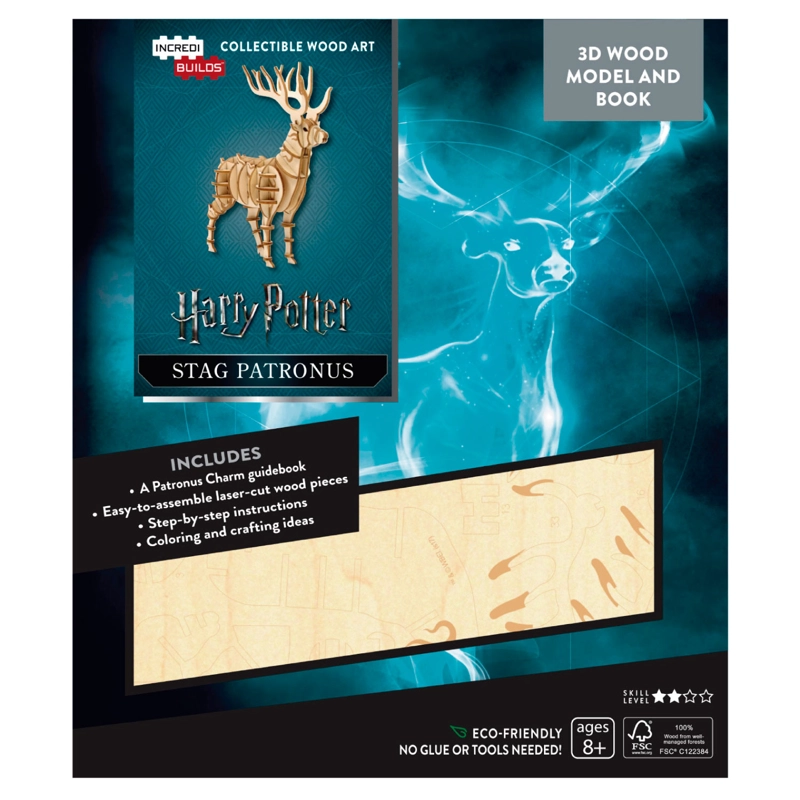 HARRY POTTER STAG PATRONUS LIBRO Y MODELO ARMABLE EN MADERA - 1