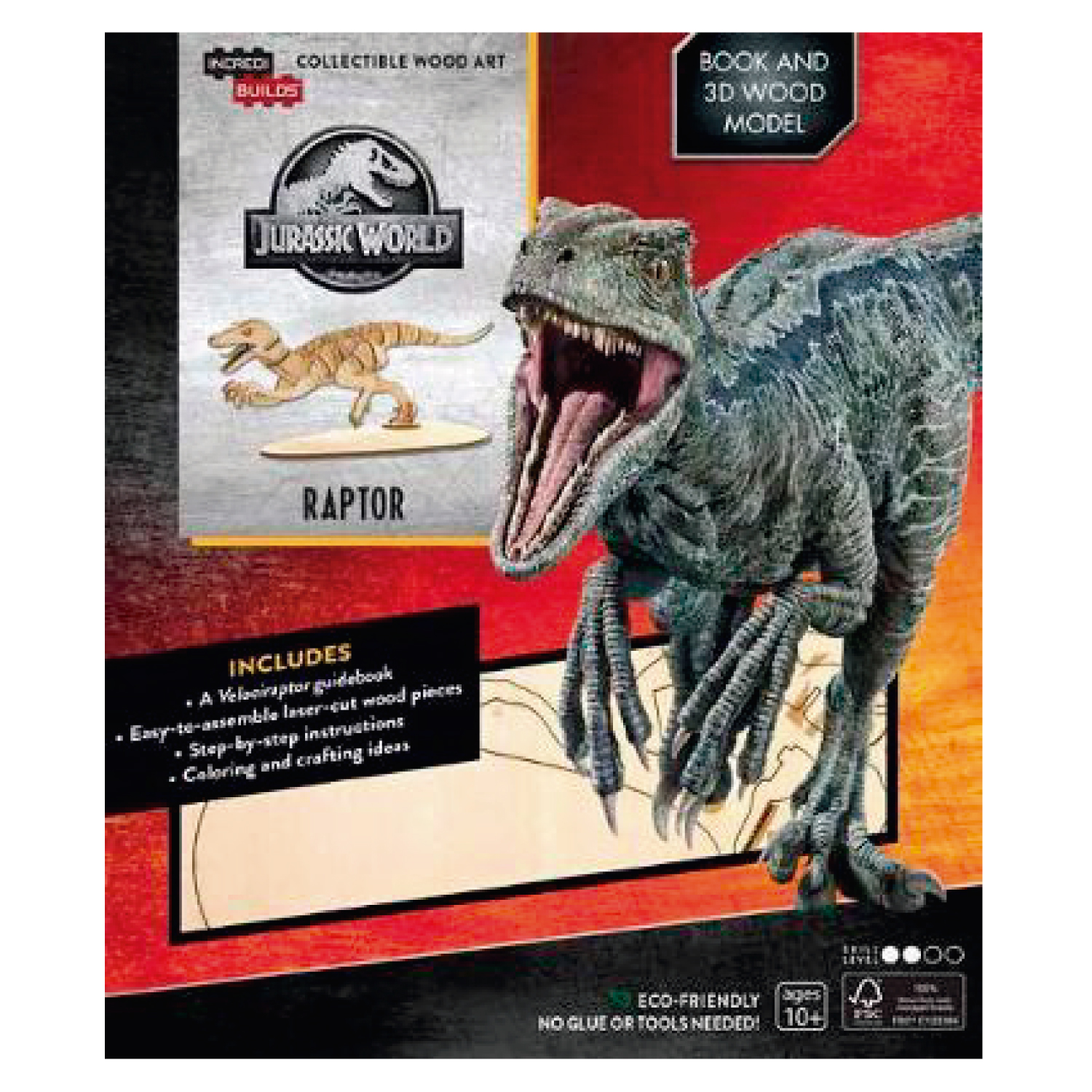 JURASSIC WORLD RAPTOR LIBRO Y MODELO PARA ARMAR 3D-MADERA - INSIGHT EDITIONS - 1