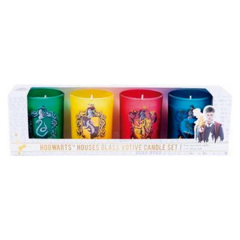 HARRY POTTER HOGWARTS HOUSES JUEGO DE VELAS EN VASO VIDRIO - 1