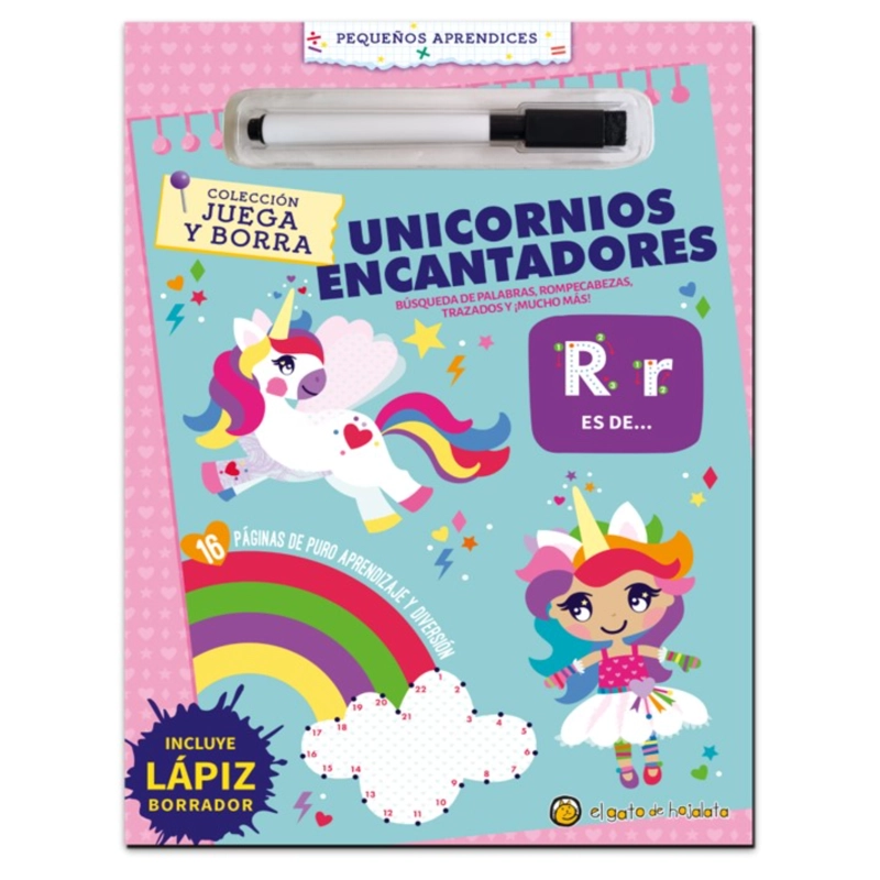 LIBRO JUEGA Y BORRA: UNICORNIOS ENCANTADORES - EL GATO DE HOJALATA - 1
