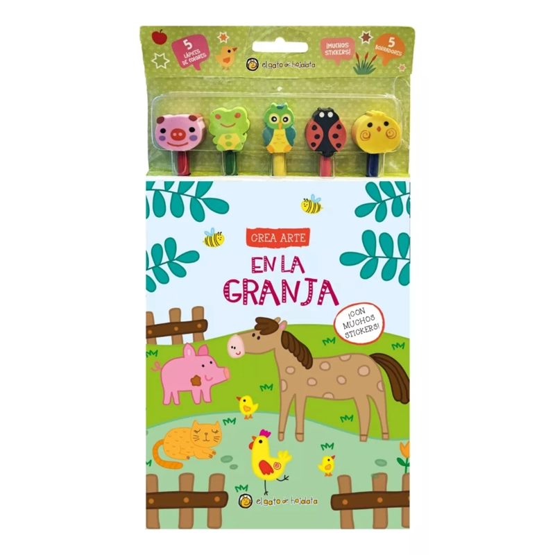 LIBRO EN LA GRANJA CREA ARTE LÁPICES BORRADORES EL GATO DE HOJALATA - 1
