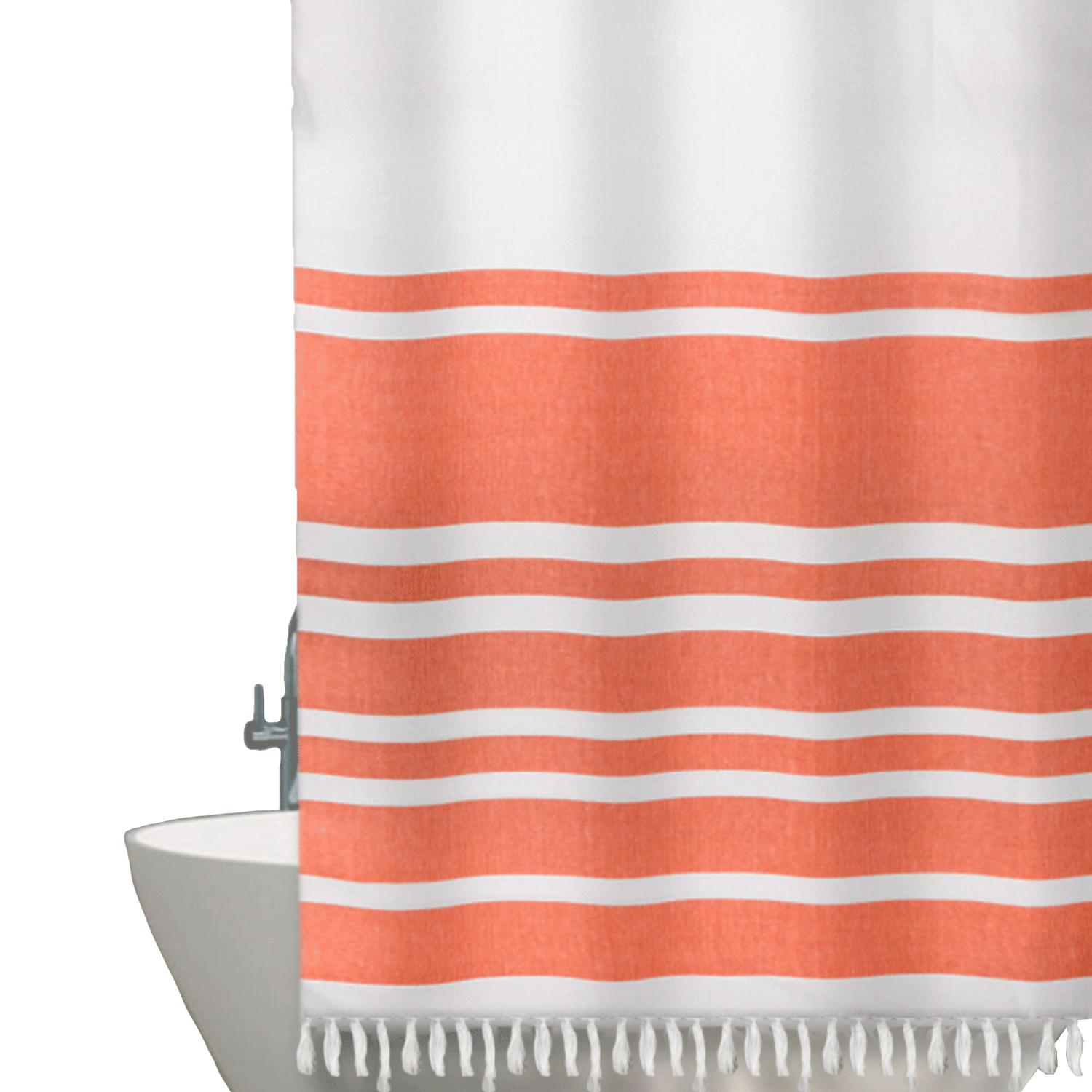CORTINA BAÑO DECO EXPRESS MARINERA ALGODÓN PREMIUM RUST 180X180 - 1
