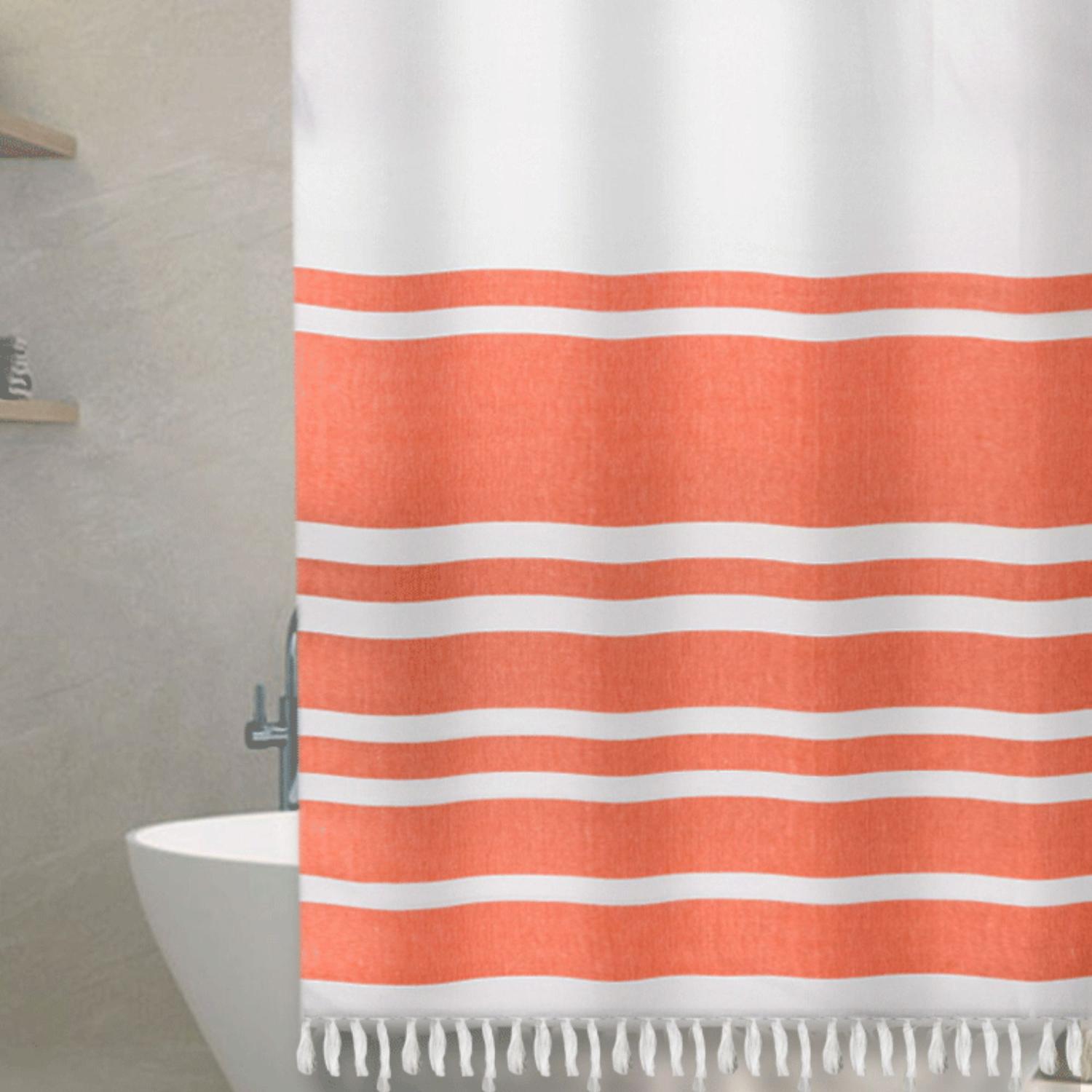 CORTINA BAÑO DECO EXPRESS MARINERA ALGODÓN PREMIUM RUST 180X180 - 3
