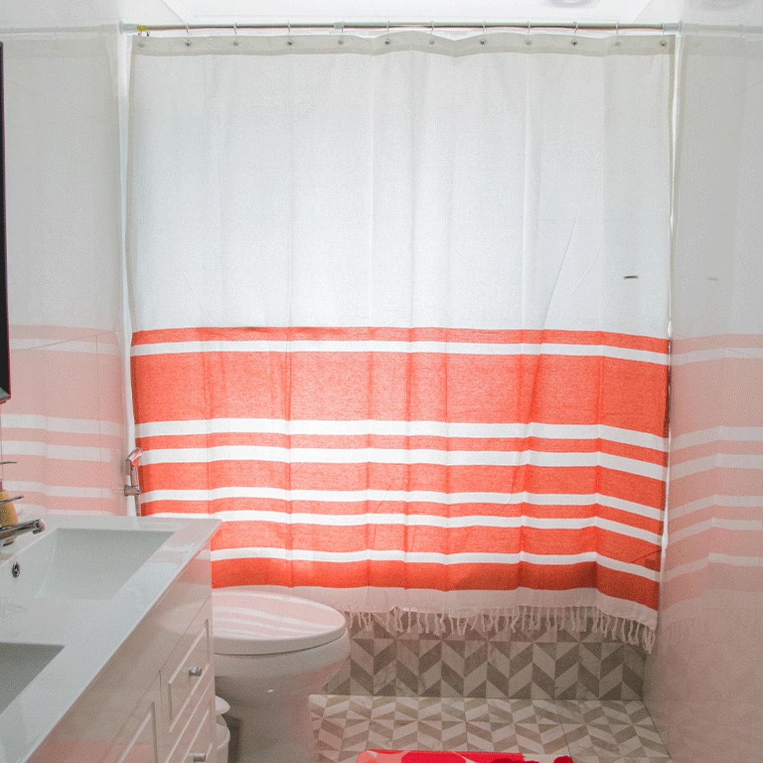 CORTINA BAÑO DECO EXPRESS MARINERA ALGODÓN PREMIUM RUST 180X180 - 4