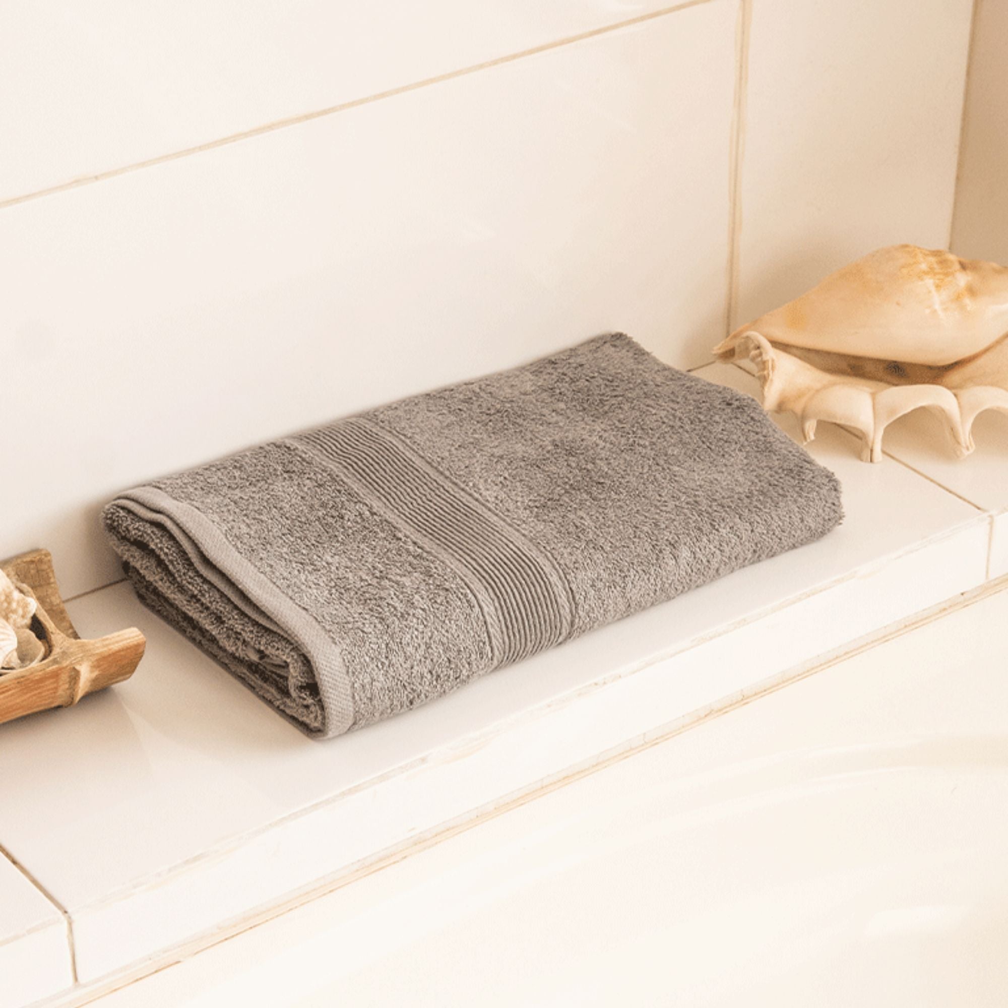 TOALLA DE BAÑO - ALGODON 550GRS 70X140CM ULTRA ABSORBENTE GRIS - 2