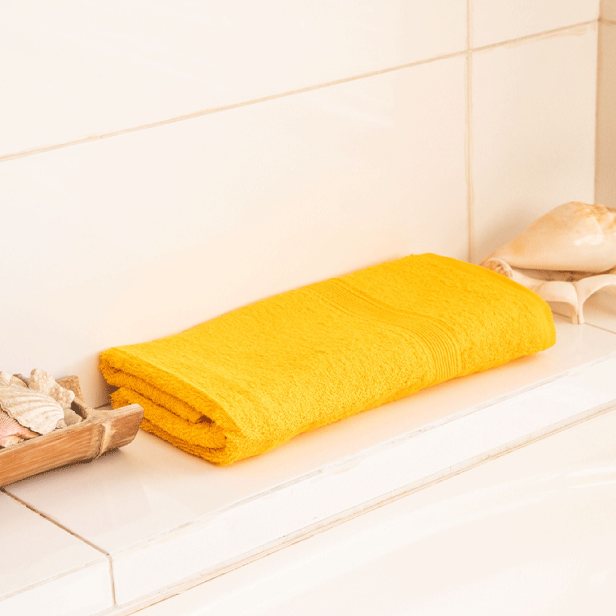 TOALLA DE BAÑO - ALGODON 550GRS 70X140CM ULTRA ABSORBENTE MOSTAZA - 2