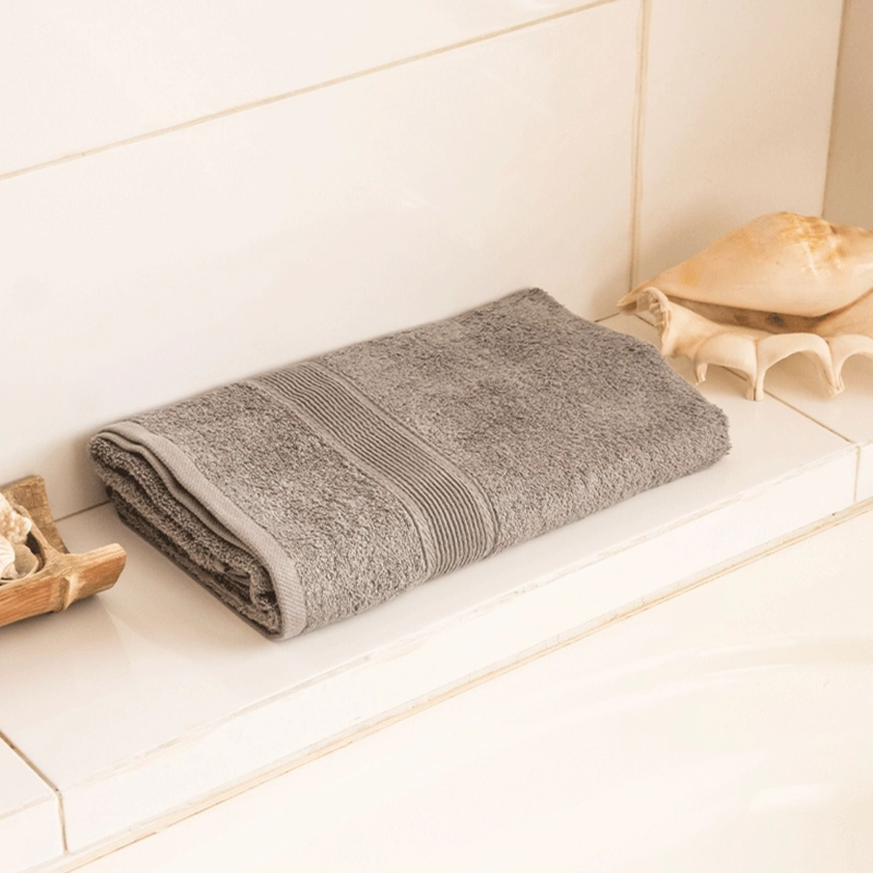 TOALLA DE BAÑO GRANDE - ALGODON 550GRS 90X150CM ULTRA ABSORBENTE GRIS - 2