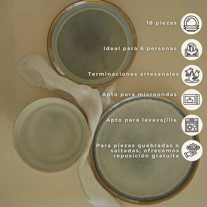 VAJILLA CERAMICA LISBOA 18 PIEZAS PARA 6 PERSONAS - 7