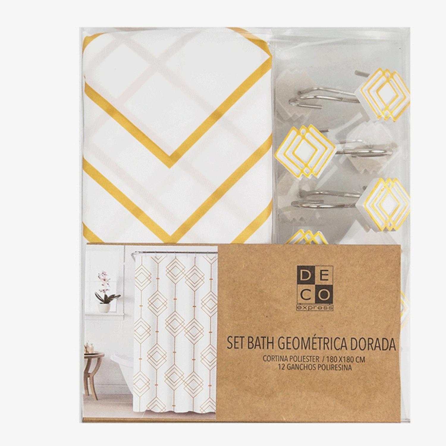 SET BATH 13 PZS GEOMETRICA DORADA - 1