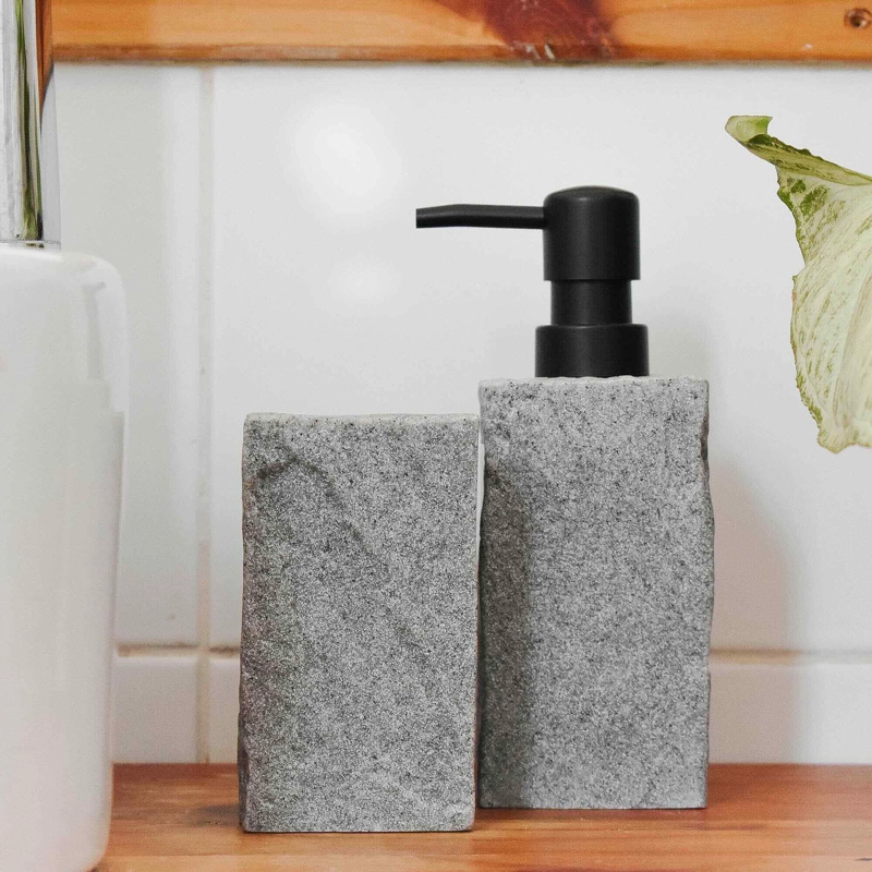 SET 2 ACCESORIOS DE BAÑO DISPENSADOR DE JABON Y VASO ROCK - 1