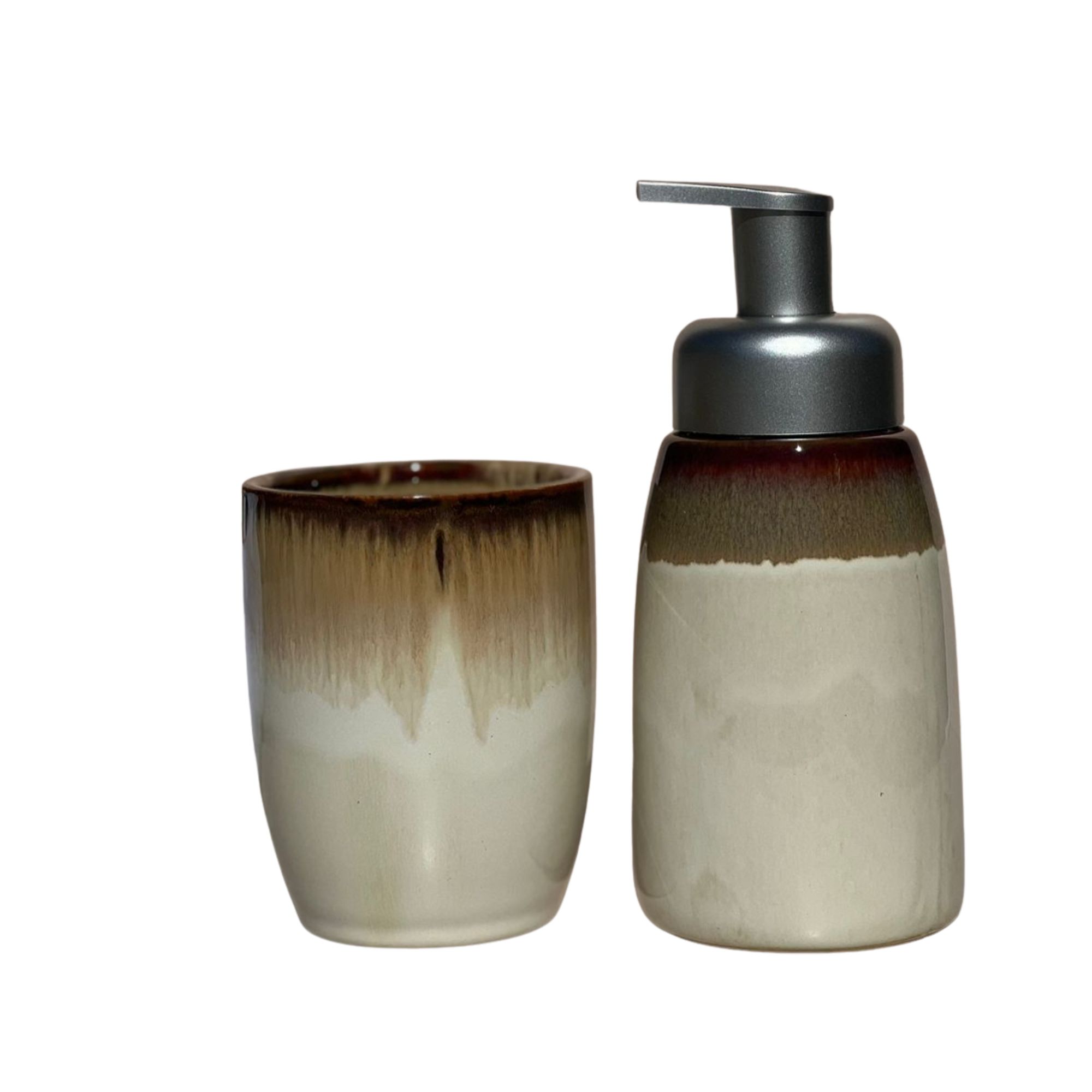SET 2 ACCESORIOS DE BAÑO DISPENSADOR DE JABON Y VASO CERAMICA MINIMAL - 4
