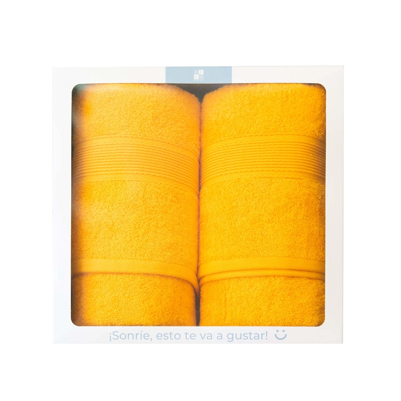 SET 2 TOALLAS 550GR 70X140/45X90CM AMARILLO - 1